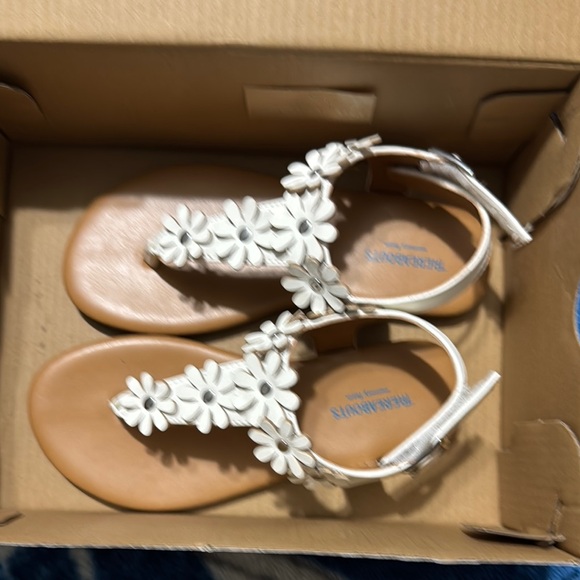 thereabouts Other - White and Brown Dress Shoes with Floral Design and T-Strap Style